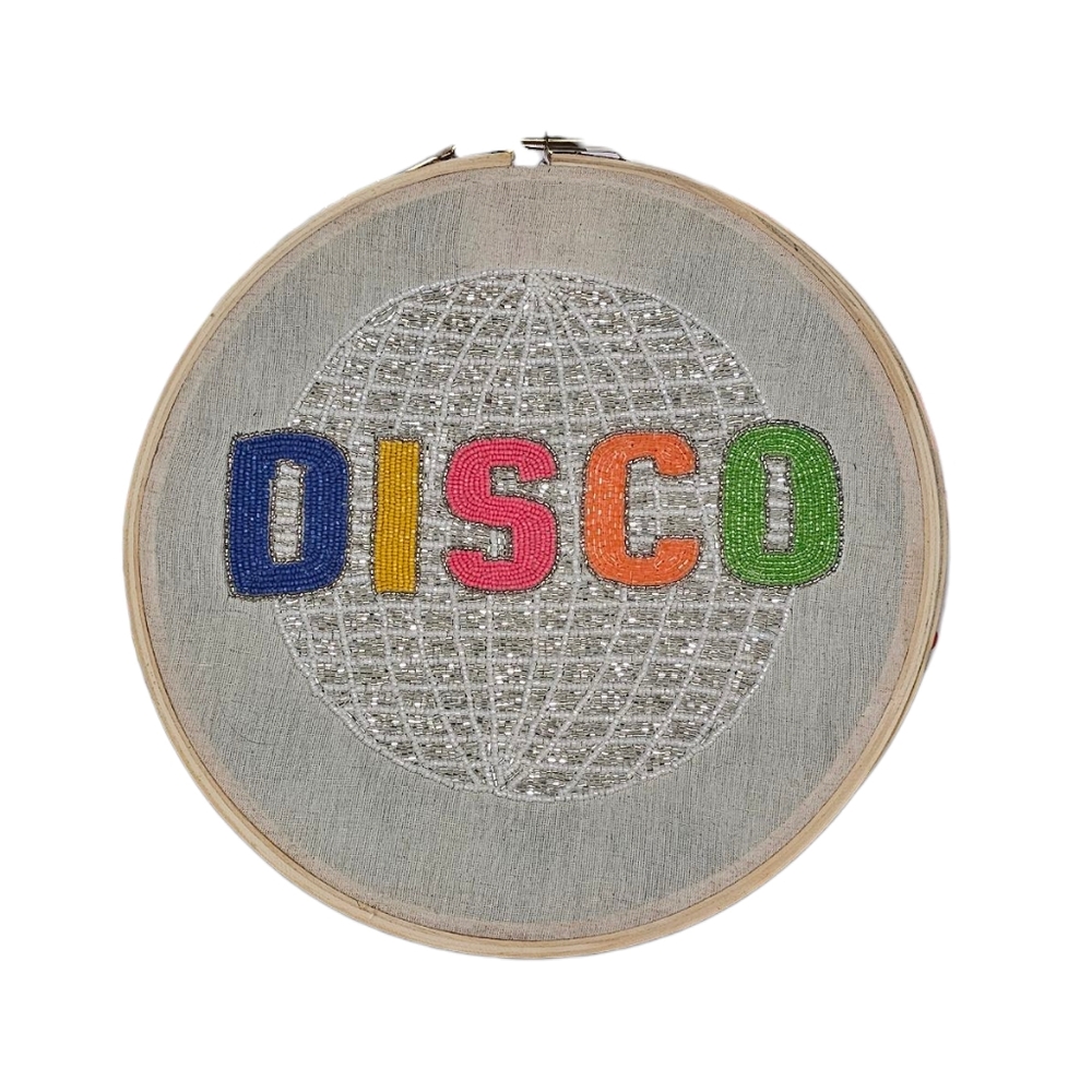 NEW Colorful Disco Embroidery Beaded Hoop Art w/ Square Patterned Art - Lot of 2 - Picture 2 of 9